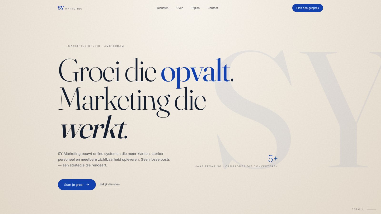 Website van een marketingstudio